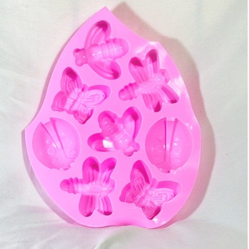 Silicone Insect Butterfly & Flower Molds NEW Pink set of 2